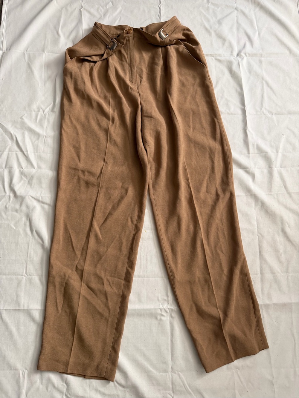 High-Rise Wide Leg Women's Trousers in Camel Brown